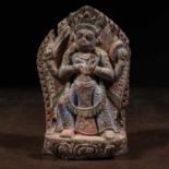 RARE STANDING VARAHA WOOD COLOURED NEPAL 17TH CENTURY