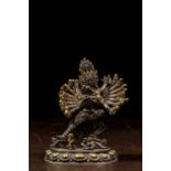 STANDING SILVER HEVAJRA IN YAB YUM NEPAL 1850'S