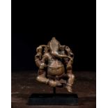 SEATED GANESHA BRONZE INDIA 14TH CENTURY