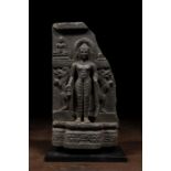 STANDING BLACK STONE PALA BUDDHA 12TH CENTURY INDIA