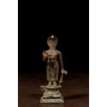 FANTASTIC RARE STANDING BRONZE SCULPTURE OF NAGINI INDIA 18TH CENTURY