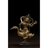 GILT BRONZE KANGXI SCULPTURE SARASWATI CHINA 18TH CENTURY