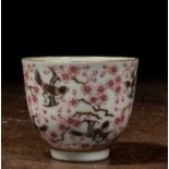 FAMILIE-ROSE PORCELAIN CUP WITH PLUM BLOSSOMS, QING DYNASTY