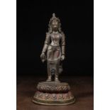 STANDING PADMAPANI BRONZE NEPAL 17TH CENTURY