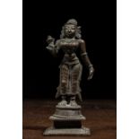 STANDING BRONZE BHU DEVI INDIA 18TH CENTURY