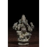 SEATED BRONZE GANESHA INDIA 15TH CENTURY