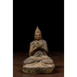 POLYCHROME CLAY TSA TSA LAMA TIBET 17TH CENTURY