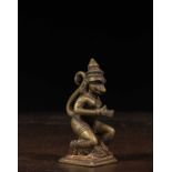KNEELING BRONZE HANUMAN INDIA 16TH CENTURY
