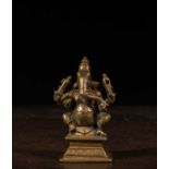 SEATED GANESHA BRONZE INDIA 16TH CENTURY