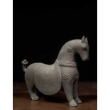 ARABIC BRONZE HORSE WITH INSCRIPTIONS 19TH CENTURY
