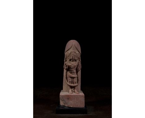 Dimensions: Height 38 cm Wide 13 cm Depth 13 cm wihout baseWeight: 8229 grams with base This striking sandstone sculpture rep