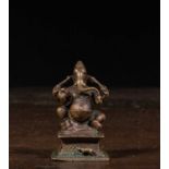 SEATED GANESHA BRONZE INDIA 17TH CENTURY