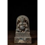 SEATED STONE GANESHA NEPAL 1950's