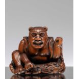 A FINELY CARVED WOOD NETSUKE SIGNED MASANO, JAPAN EDO TO MEIJI PERIOD