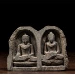 PAIR OF SEATED BUDDHAS NEPAL 13TH CENTURY