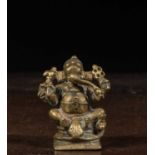 SEATED GANESHA BRONZE INDIA 19TH CENTURY