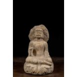 SEATED MARBLE BUDDHA NORTHERN QI 6TH DYNASTY CENTURY
