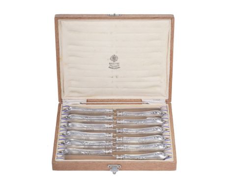 A set of Fabergé silver fruit knives (12 pieces in a case)Russia, Moscow, the firm of Carl Faberge, the Supplier of the Imper