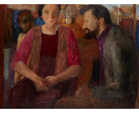 LARISA NAUMOVA (B. 1945)Portrait of a ?ouple signed, titled, dated and inscribed ‘Naoumova L I 1945, Moscow, portrait of a co