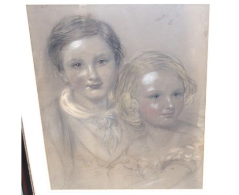 ENGLISH SCHOOL Portrait of two children, pencil and paste, dated, 1852, 50 x 41cm and nine others (10) Condition Report: Avai