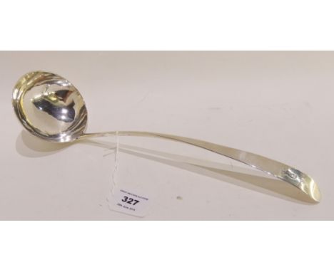 A George III silver soup ladle, maker's mark L. B., Edinburgh 1802, oar pattern, the terminal monogrammed M and bearing a cre
