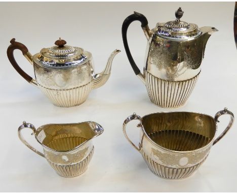 A four piece silver plated tea service with engraved decoration (4) Condition Report: Available upon request