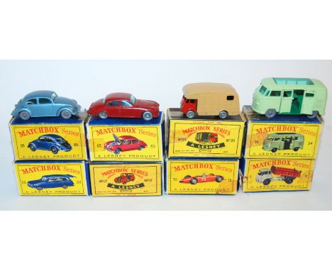 Ten various Matchbox models including Volkswagen Sedan, Vauxhall Vector Estate Car etc and eight various unboxed examples Con