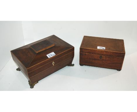 A mahogany tea caddy and mahogany box (2) Condition Report: Available upon request