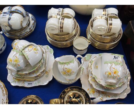 A Roslyn China Springtime part teaset and a Cauldon China coffee set Condition Report: Roslyn - five cups, and one is chipped
