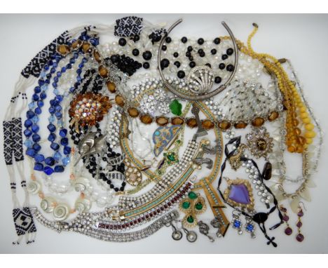 A collection of vintage costume jewellery to include, Hollywood, two pieces probably by Orient and other items Condition Repo