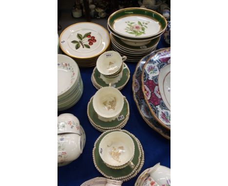 Haviland painted dessert plates, another French dessert set and a six Royal Worcester trios decorated internally with a figur