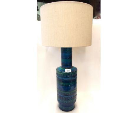 A Bitossi pottery table lamp, in shades of blue and green, 43.5cm high Condition Report: Good condition.