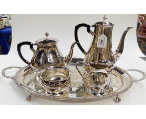 An EP four piece tea and coffee service with a twin handled serving tray Condition Report: Available upon request