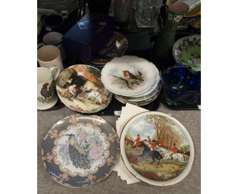 Boxed pair of Edinburgh Crystal tumblers, Royal Doulton collectors plates from the Old Country Crafts series, Royal Albert bi
