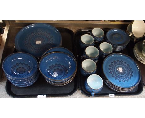 Denby Midnight pattern six setting tea and dinnerset comprising; dinner plates, salad plates, cereal and pudding bowls and cu