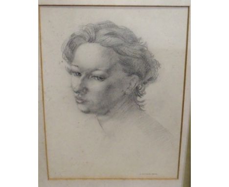 WILLIAM DRUMMOND BONE Portrait head, signed, pencil, 35 x27cm and five others (6) Condition Report: Available upon request