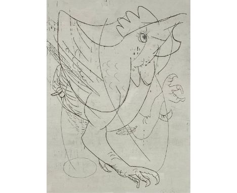 Amedeo Lanci (b.1943), a signed, limited edition etching 'Gallo' 1992 with the artist's blind stamp. With notes and an origin