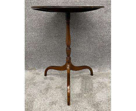 A 19th century mahogany lamp or occasional table with tilt top action on tripod base. H.70 Dia.55cm