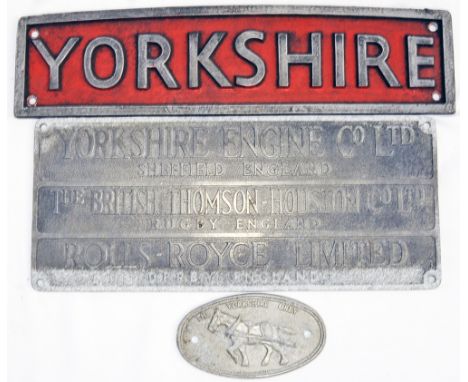 Worksplate Yorkshire Engine Company Sheffield England and British Thomson Houston Co and Rolls Royce Limited Derby England re