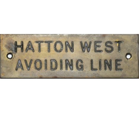 GWR Shelf Plate HATTON WEST AVOIDING LINE. Machine engraved retaining original wax filling.