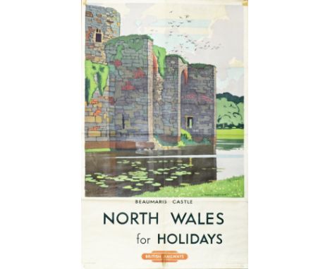 Poster British Railways 'Beaumaris Castle - North Wales For Holidays' by Norman Wilkinson double royal 25in x 40in. Published