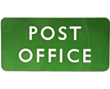 BR(S) enamel Platform Sign POST OFFICE fully flanged measuring 24in x 12in. Excellent colour and shine with the smallest of e