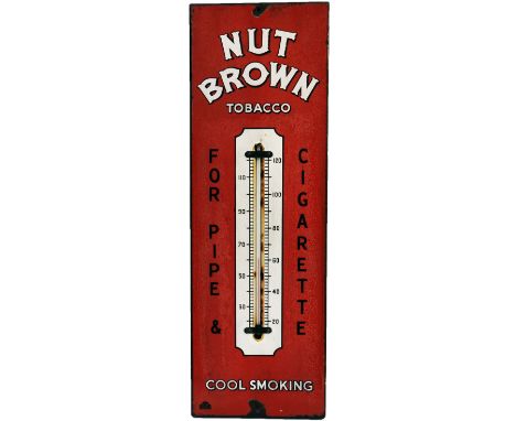 Advertising Enamel Thermometer 'Nut Brown Tobacco', in good original condition complete with working thermometer, the enamel 