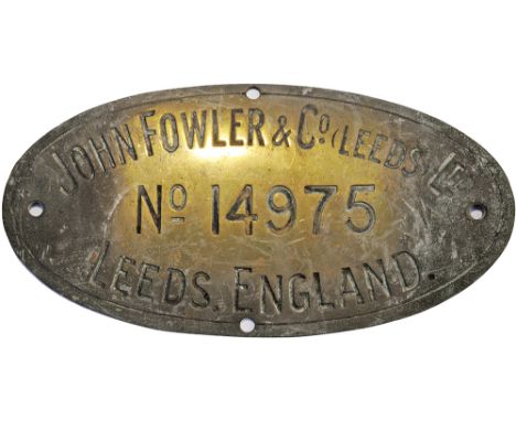 Worksplate John Fowler & Co Leeds No 14975. Ex  Ministry of Munitions who ordered from Fowlers works numbers 14908 to 14982 i