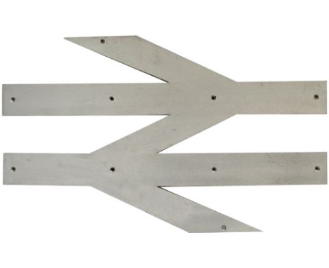Double Arrow Emblem, ex Class 86 measuring  30 ins x 19 ins. Face cleaned but traces of 'carried' paint exists