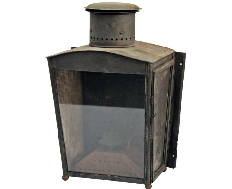 LNER copper, wall-mounted Station Lamp stamped with company initials on the front. Complete with interior and burner, all in 