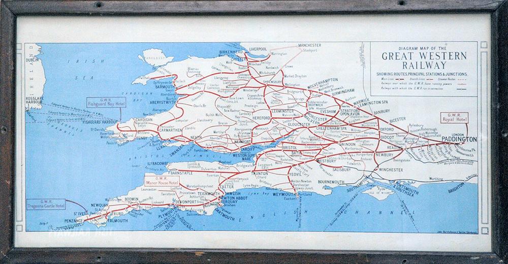 GWR Carriage Print 'Diagram Map Of The Great Western Railway Showing ...