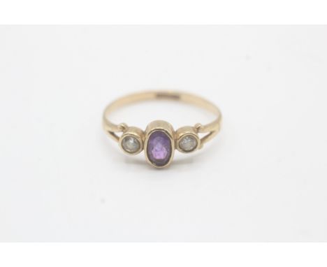 9ct gold amethyst and cubic zurconia ring (1.5g)