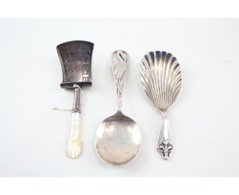 3 x .925 sterling silver spoons inc caddy etc