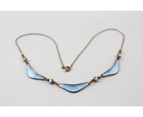 Sterling Silver Albert Scharning Scandinavian Enamel Necklace 8g